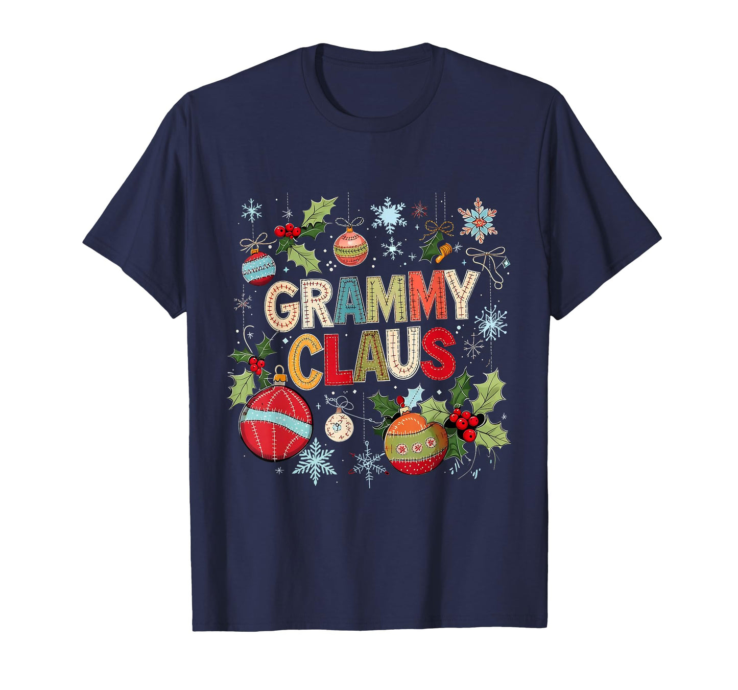 Grammy Claus Patchwork Ornament Christmas Design T-Shirt