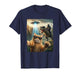 Funny Cat T-Rex Bigfoot Design UFO Selfie T-Shirt