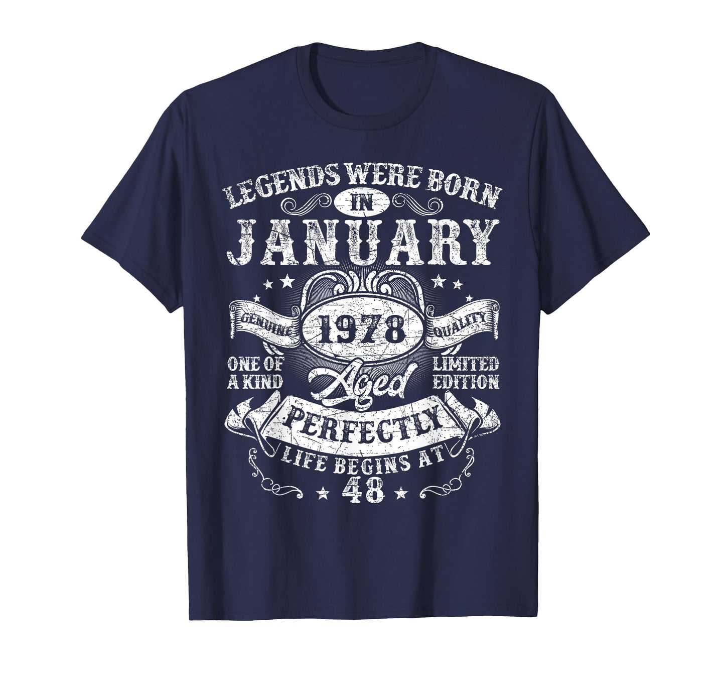 Legends were Born in January 1978 Vintage 48th Birthday Men T-Shirt