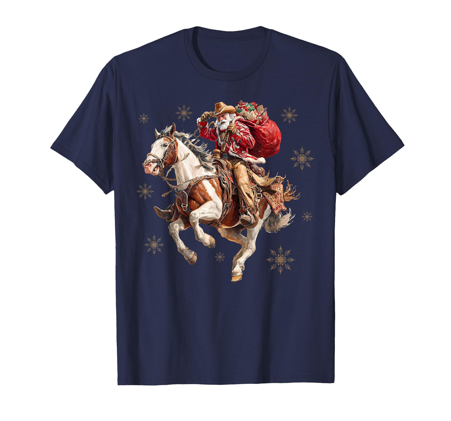 Vintage Cowboy Santa Merry Christmas Western Country Xmas T-Shirt