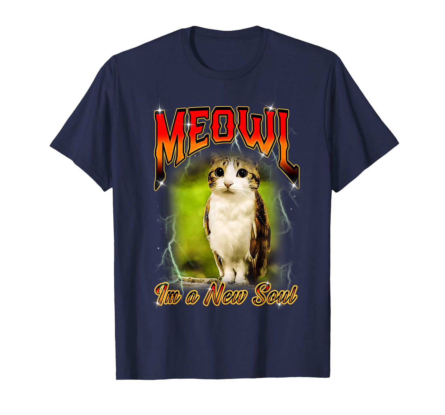 Cat Owl Funny Cursed Internet Brainrot Bootleg Meowl T-Shirt