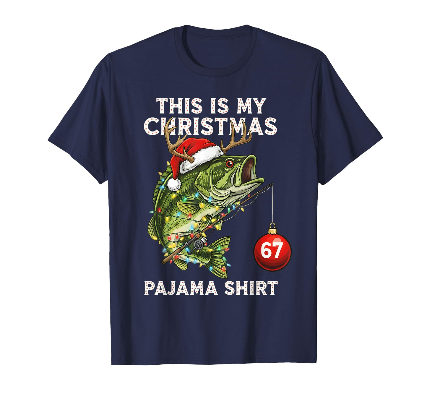This is My Christmas Pajama Bass Fish Santa Hat Toddler Boys T-Shirt