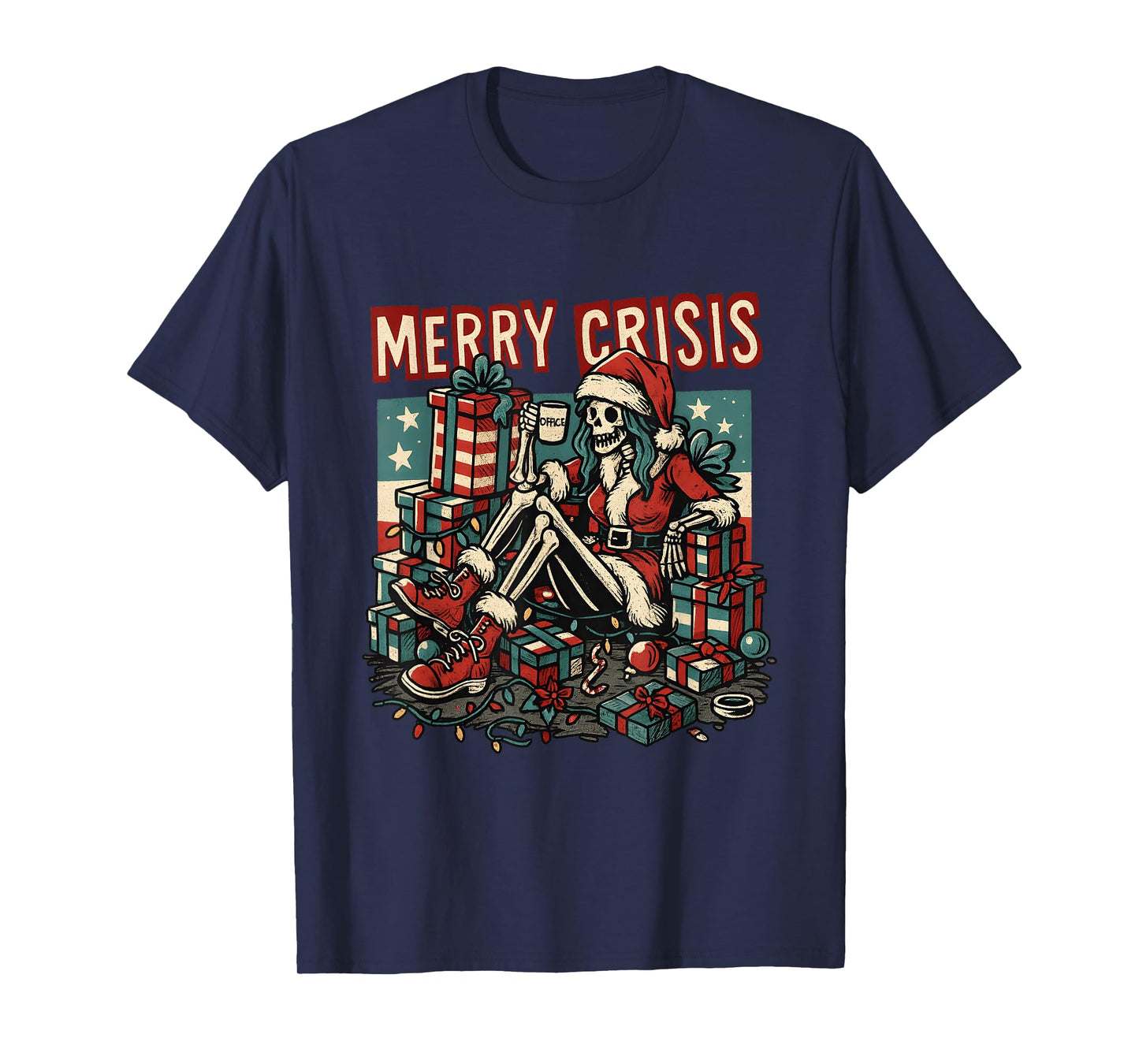 Merry Crisis Skeleton Funny Holiday T-Shirt