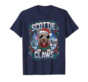Christmas Top Santa Scottie Claws Dog Owner Scottish Terrier T-Shirt