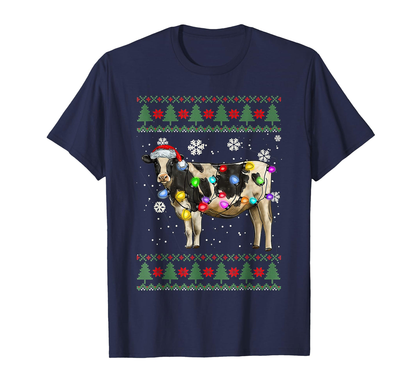 Ugly Cow Christmas Sweater Santa Hat and Light Up Xmas T-Shirt