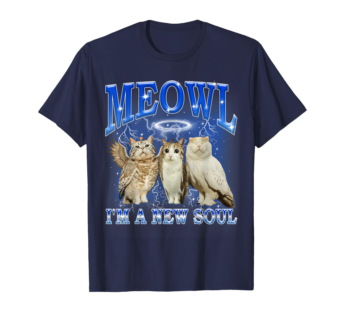 Meowl I'm A New Soul Cat Owl Funny Meme Brainrot Bootleg T-Shirt
