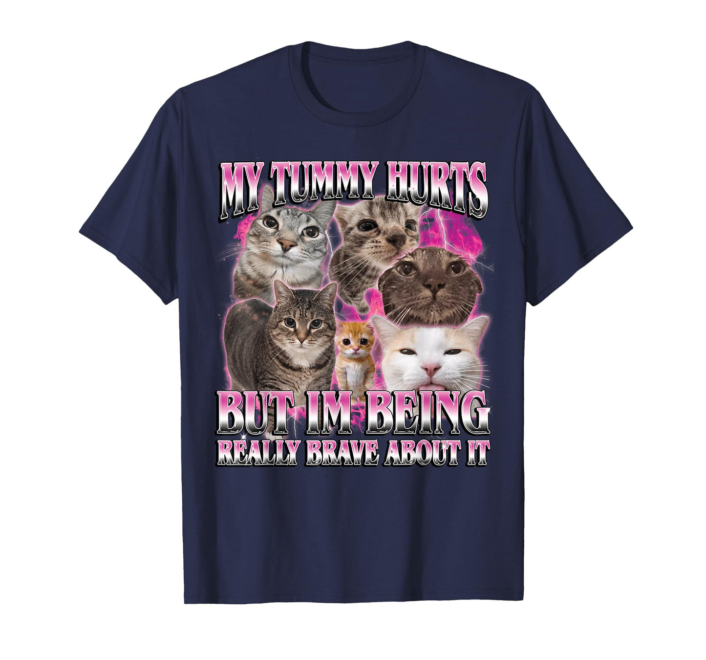 My Tummy Hurts Funny Brainrot Stupid Dank Cat Meme Graphic T-Shirt