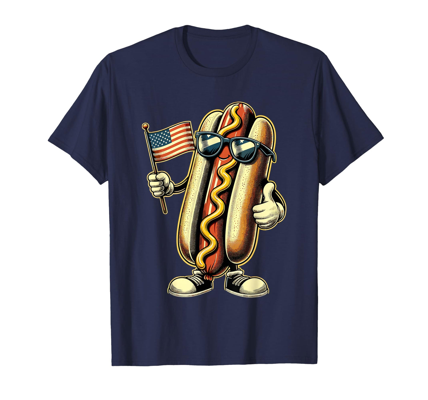 Hotdog Sunglasses American Flag USA Funny 4th of July T-Shirt