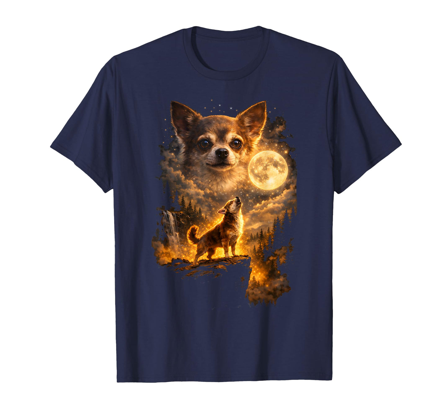 Chihuahua Howling to The Moon Funny Vintage Chihuahua Dog T-Shirt