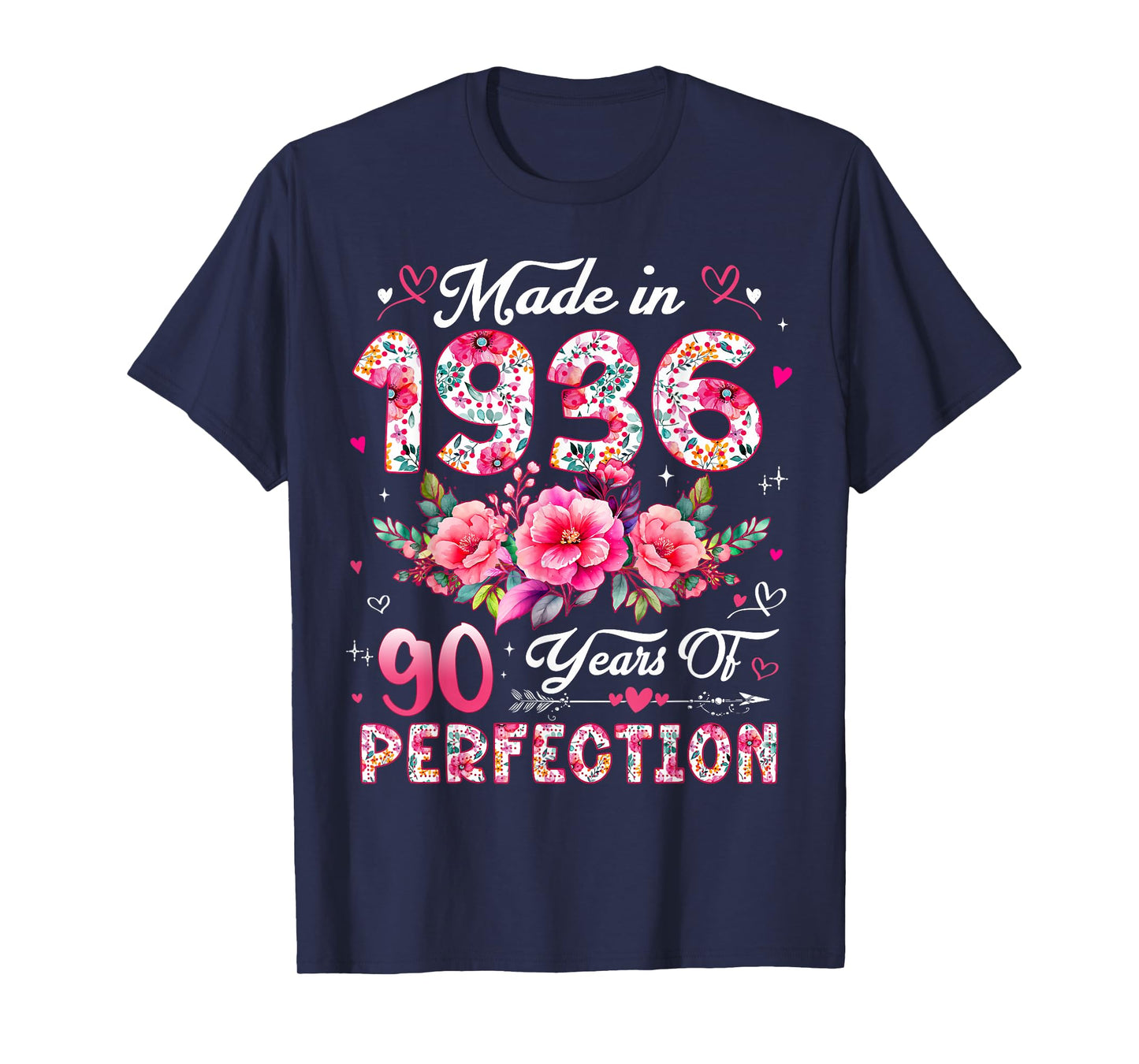 90 Year Old Made in 1936 Floral 90th Birthday Women T-Shirt