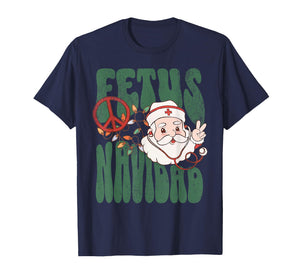 Retro Fetus Navidad Santa Claus Christmas OBGYN Nurse Hippie T-Shirt