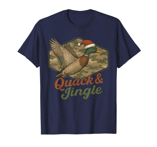 Quack and Jingle Camo Duck Hunting Christmas T-Shirt