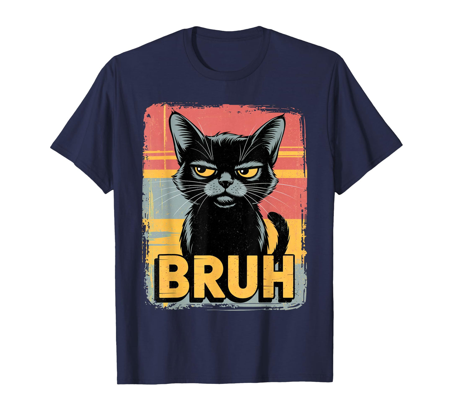 Sarcastic Bruh Anime - Grumpy Cartoon Meme Graphic Funny Cat T-Shirt
