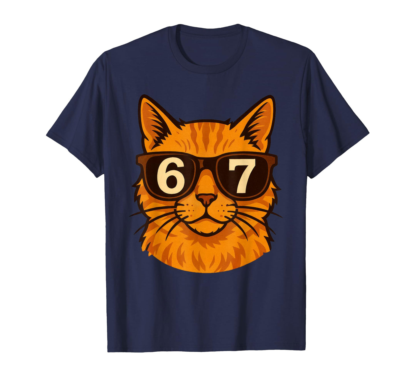 Funny Orange Cat Sunglasses 67 Six Seven Meme T-Shirt