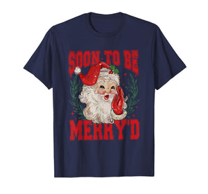 Vintage Santa Couple Christmas Soon to Be Merry’d Cute Xmas T-Shirt