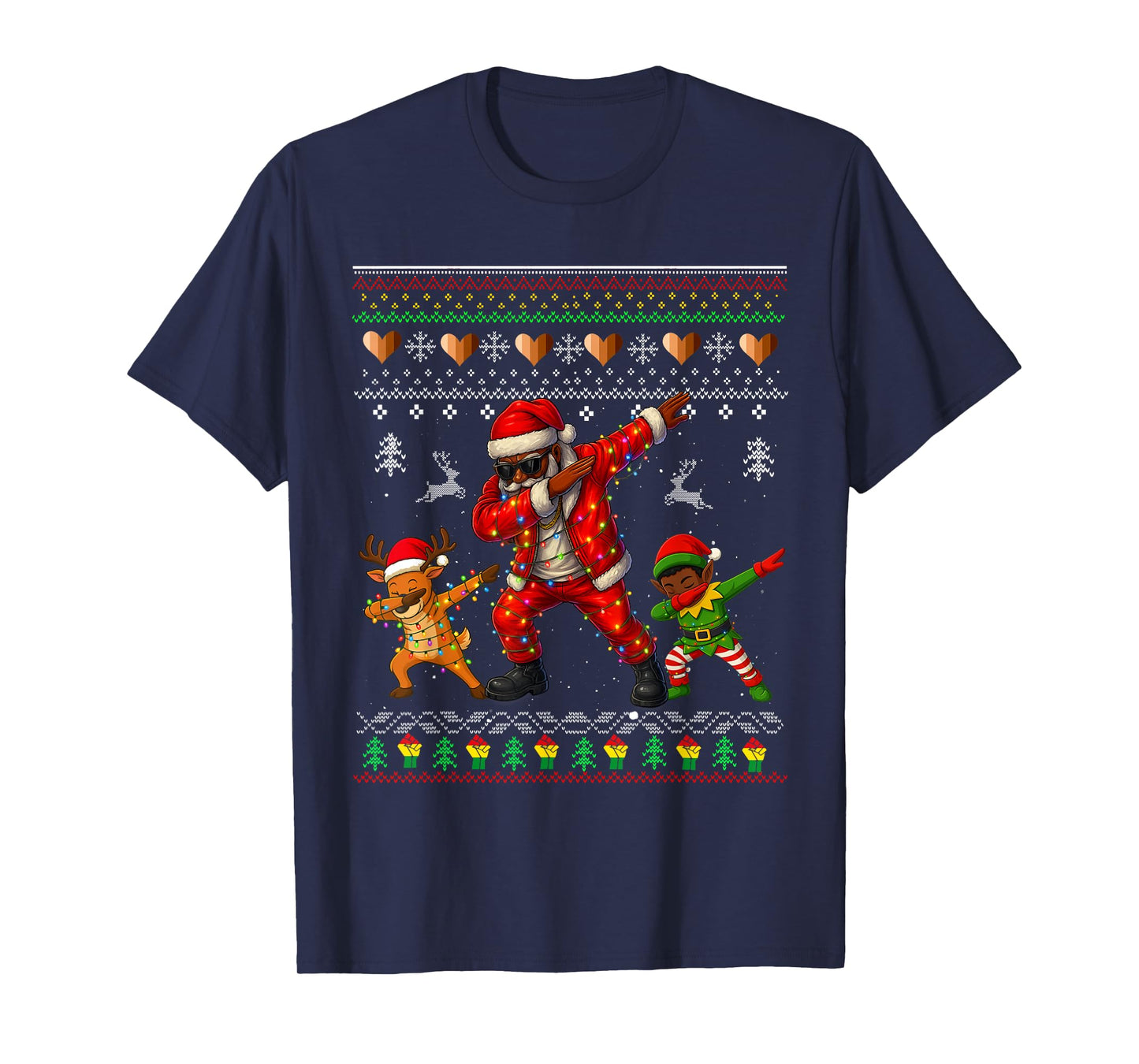 Ugly Christmas Black African American Santa Claus Xmas 2025 T-Shirt