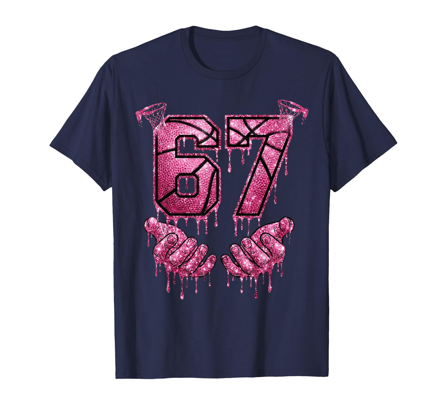 67 Basketball Dripping Six Seven Meme Pink Drip 6-7 T-Shirt