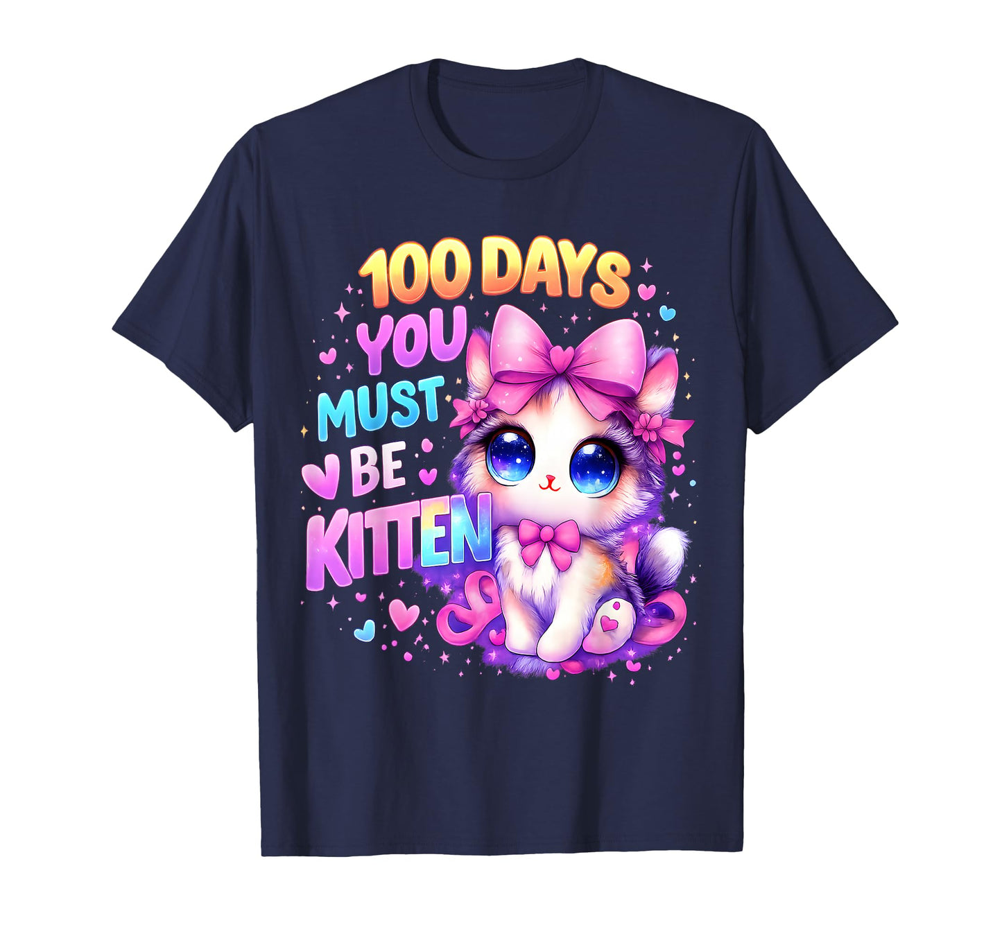 100 Days of School Girls Hearts You Must Be Kitten Cat Youth T-Shirt