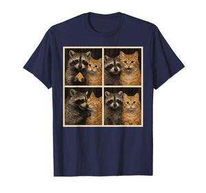 Funny Orange Cat and Raccoon Photobooth Selfie Valentine Men T-Shirt
