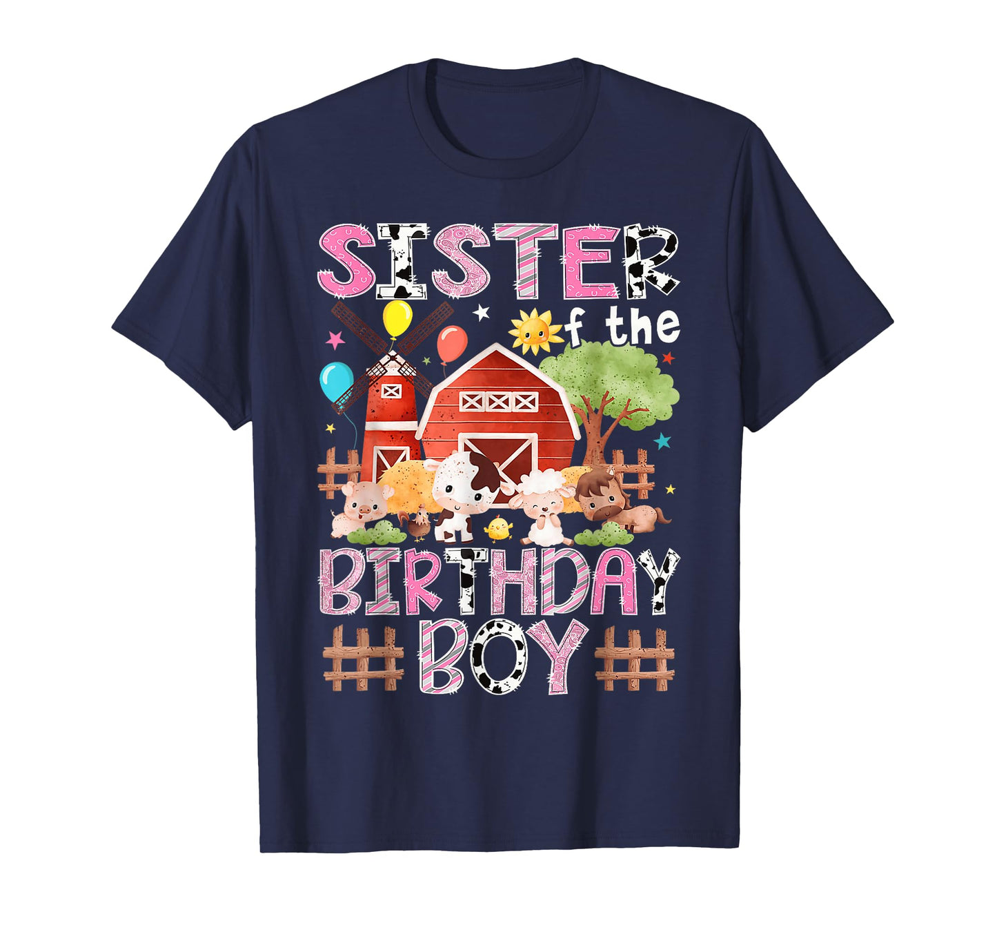 Sister of The Birthday Boy Farm Animals Matching T-Shirt