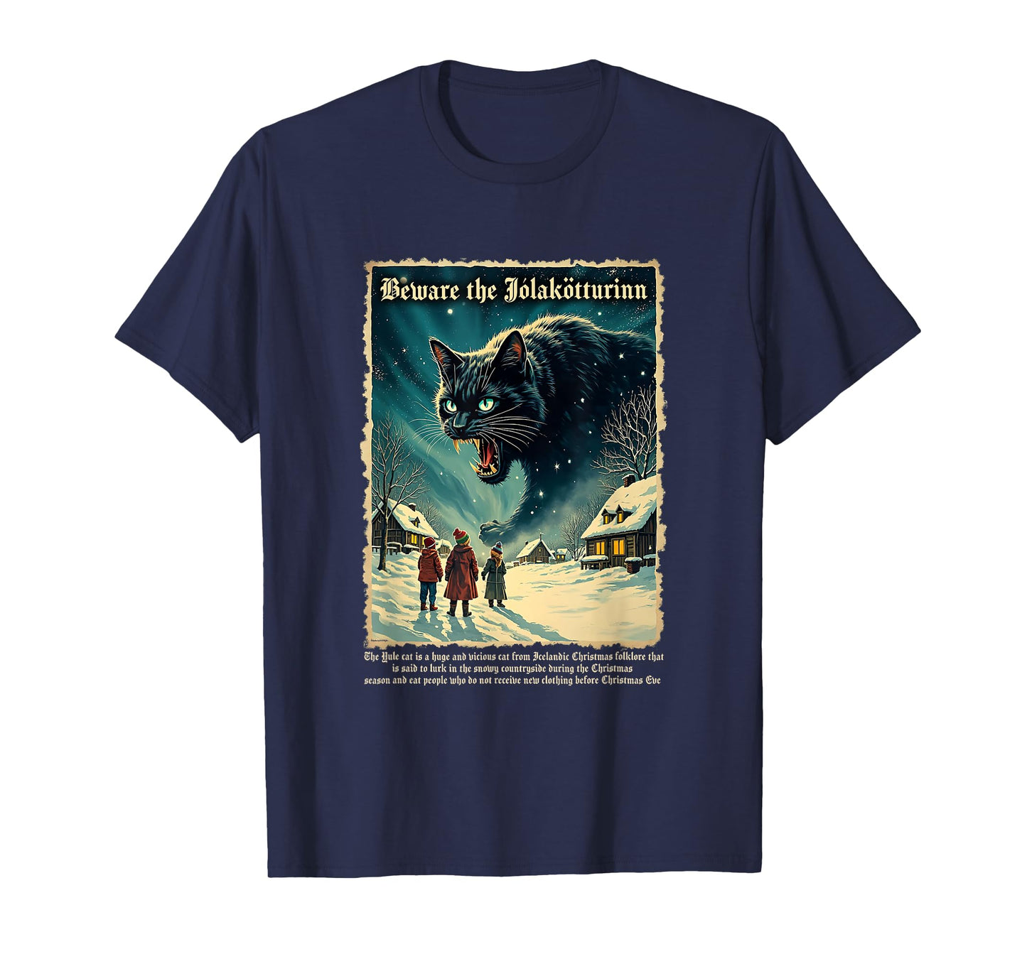 Vintage Yule Cat Beware Jolakotturinn Icelandic Christmas T-Shirt