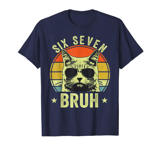 67 Bruh Cat Meme Six Seven 6 7 Kids Boys Men T-Shirt