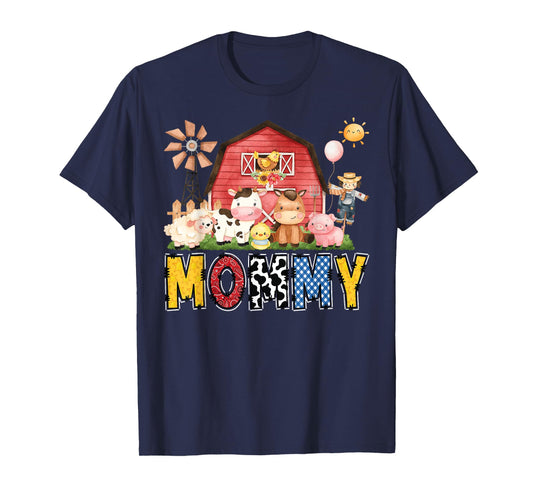 Mommy Farm Cow Birthday Boy Matching Family Party T-Shirt