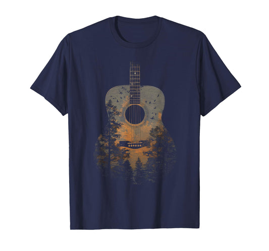 Acoustic Guitar Outdoors Distressed Nature T-Shirt