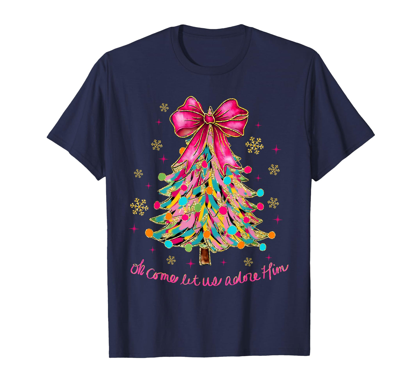 Oh Come Let Us Adore Him Jesus Christian Holiday Christmas T-Shirt