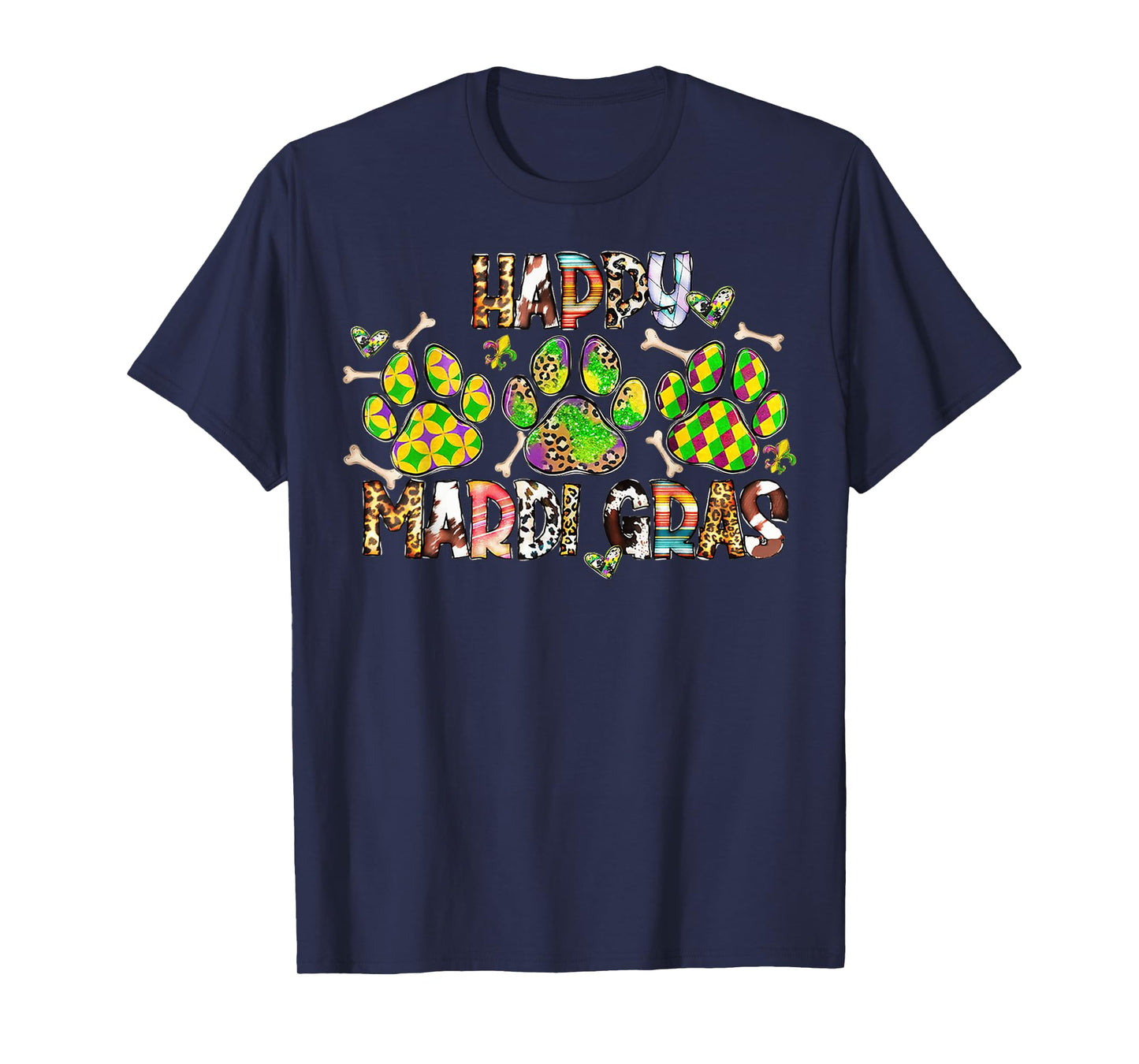 Paw Happy Mardi Gras Dog Lover Masquerade Festival Parade T-Shirt