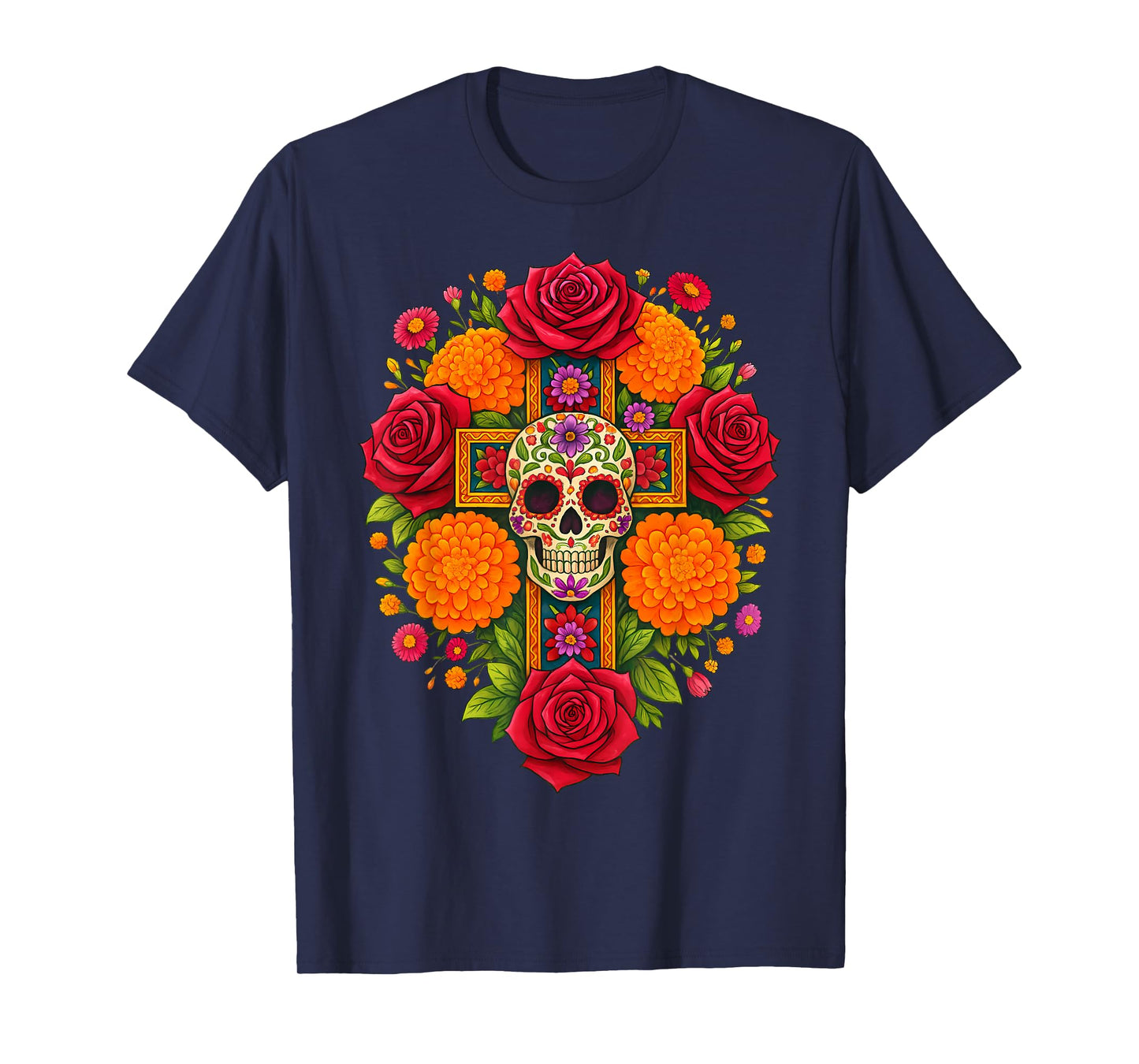 De Los Muertos Day of The Dead Sugar Skull Christian Women T-Shirt