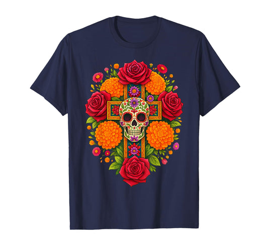 De Los Muertos Day of The Dead Sugar Skull Christian Women T-Shirt