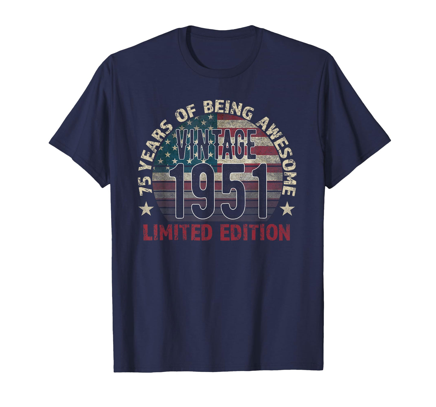 75th Birthday Gift Men Vintage Born 1951 Turning 75 Year Old T-Shirt