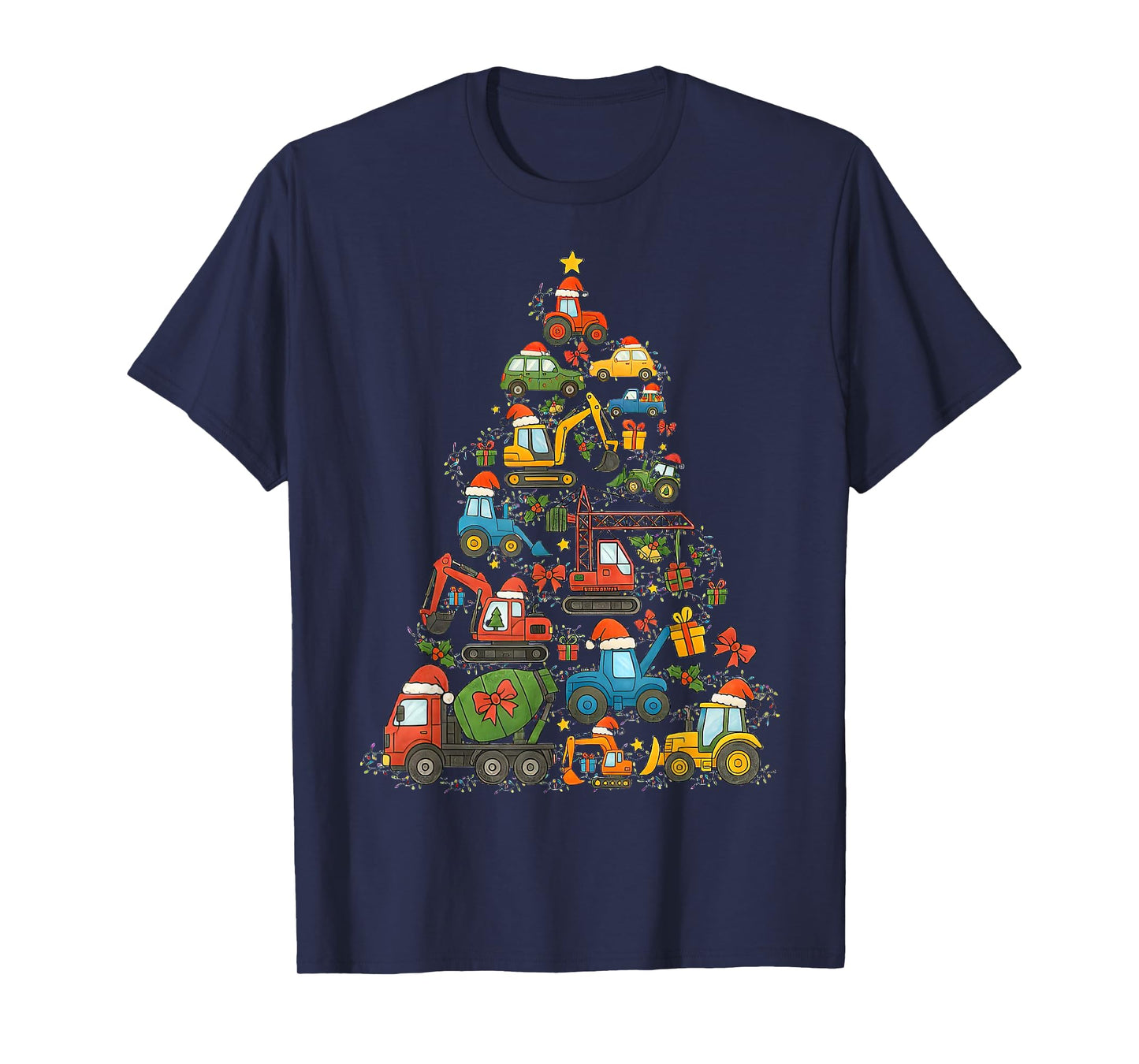 Construction Truck Christmas Tree Cars Christmas Kids Boy T-Shirt