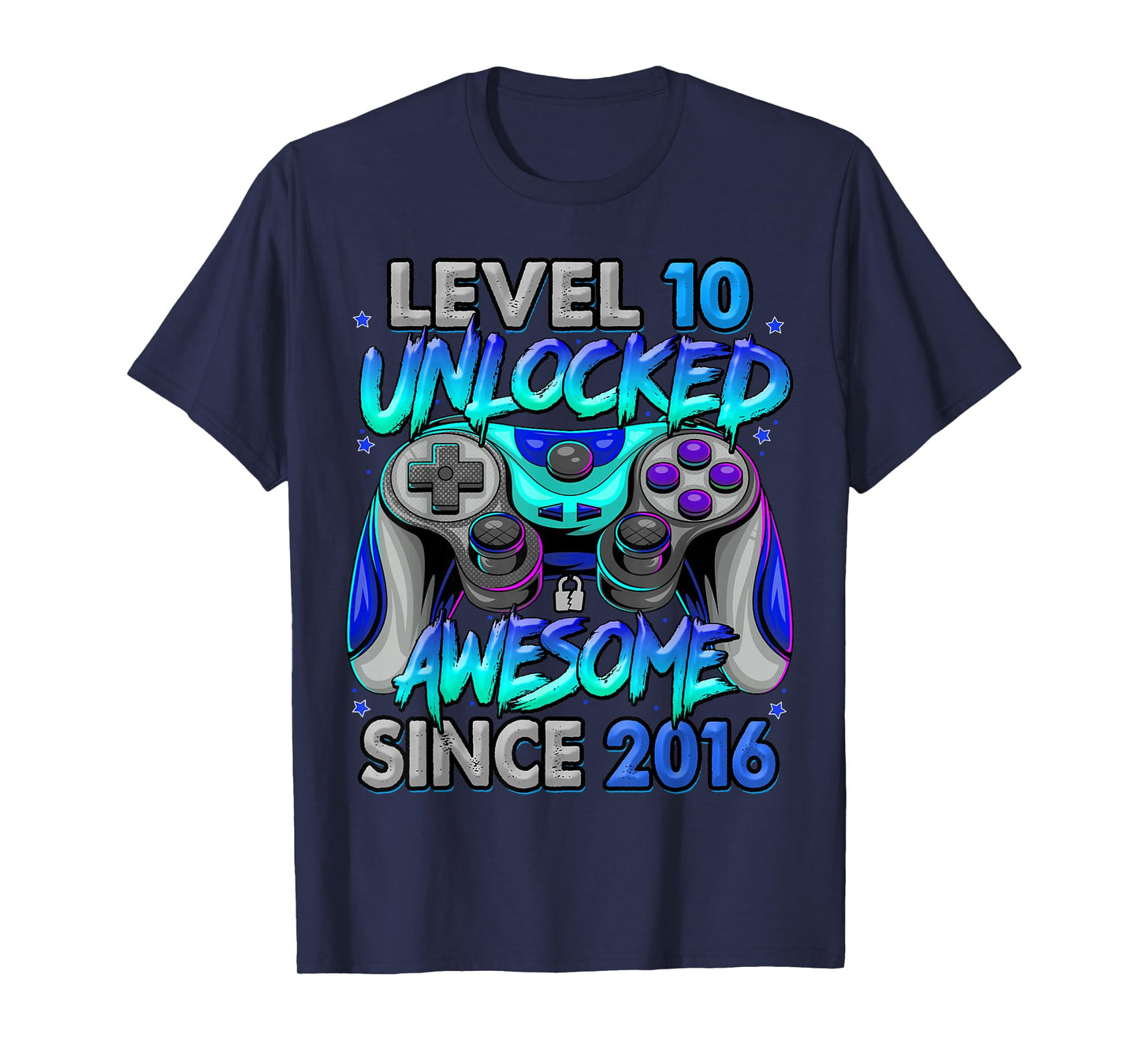 Level 10 Unlocked Awesome Since 2016 10th Birthday Gaming T-Shirt