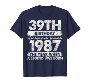 39 Year Old Gifts Vintage 1987 Limited Edition 39th Birthday T-Shirt