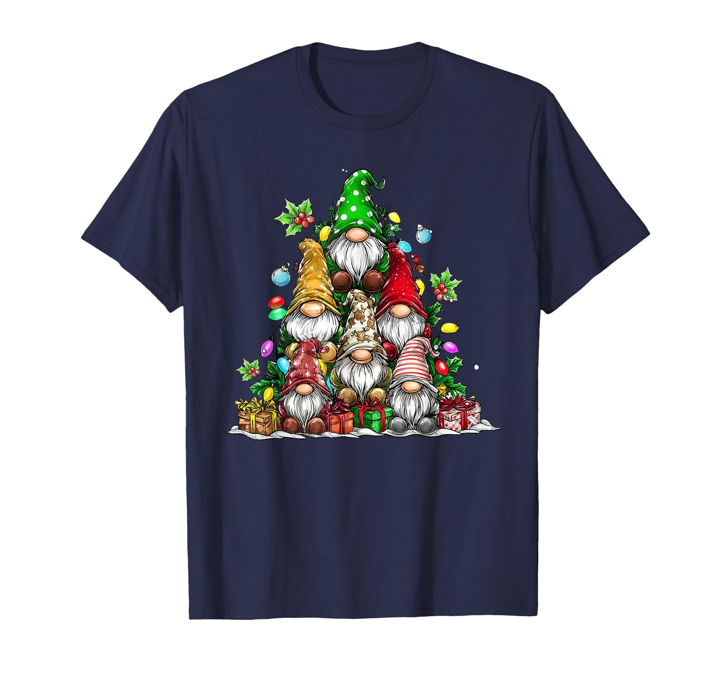 Cute Gnomes Christmas Tree Lights Gnomies Gnome Xmas Holiday T-Shirt
