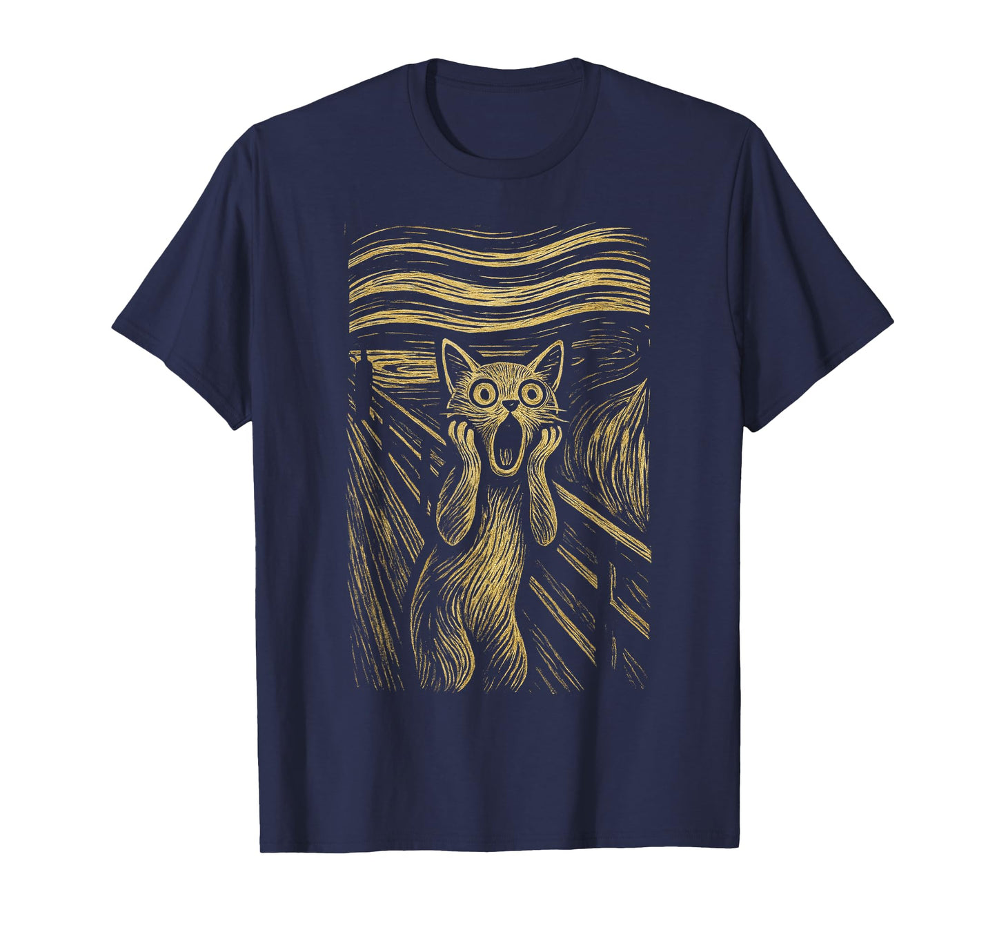 The Scream Funny Cat Grunge Painting by Munch Graphic Art T-Shirt