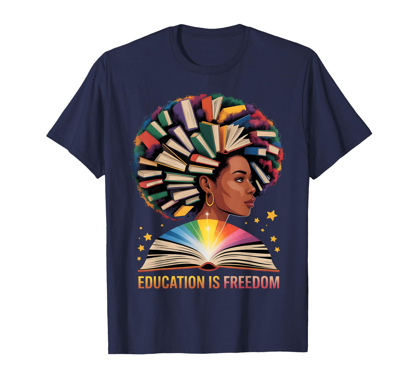 Education is Freedom Afro Women Book Illustration Teacher T-Shirt