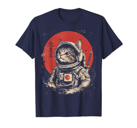 Astronaut Cat Space Cosmic Japanese Retro T-Shirt