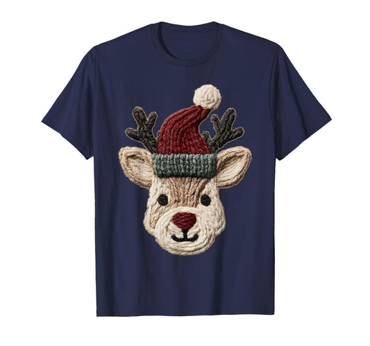 Christmas Reindeer Santa Hat Forest Animal Winter Aesthetic T-Shirt