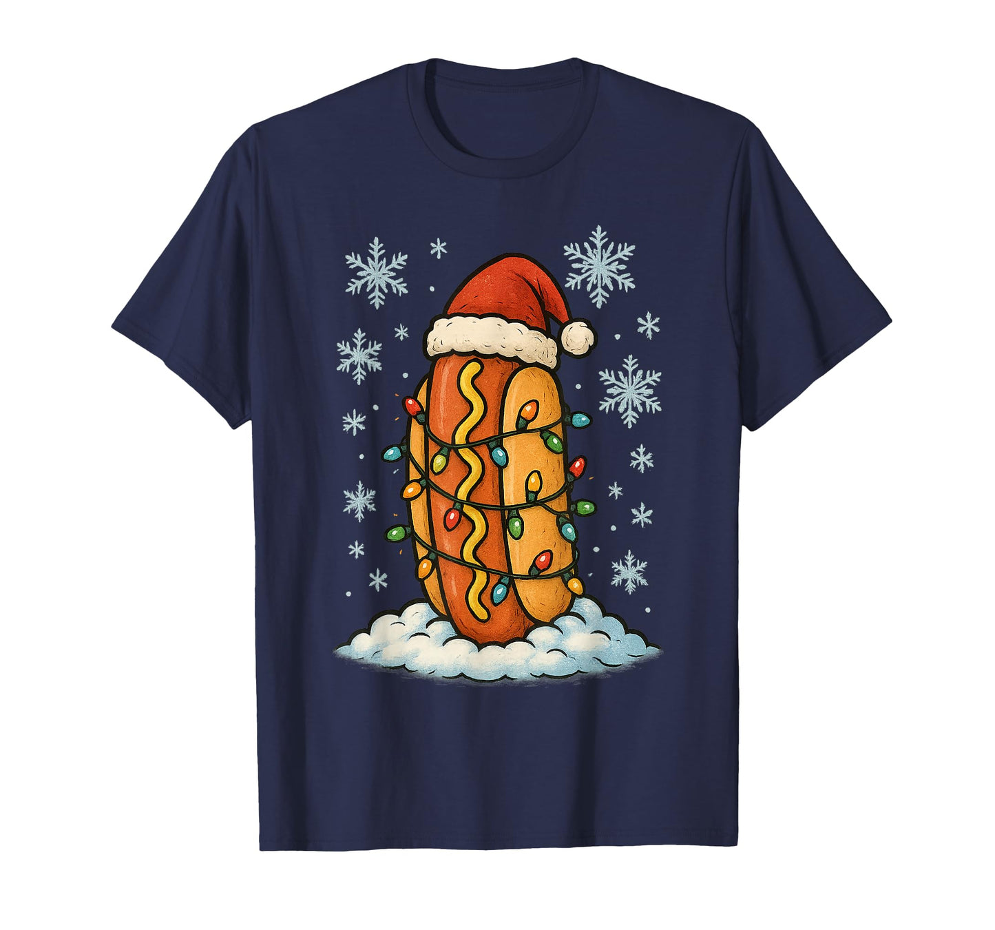 Fun Christmas Lights Wrapped On Hotdog Fun Holiday Lover T-Shirt