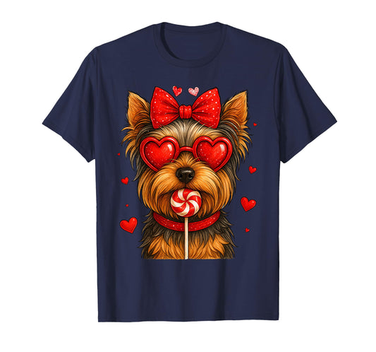 Cute Yorkshire Terrier Yorkie Valentine Heart Candy Kid Girl T-Shirt