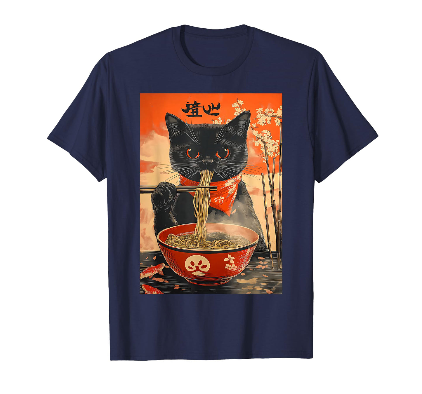 Cat Eat Ramen Japanese Funny Graphic Kawaii Cat Anime Gifts T-Shirt