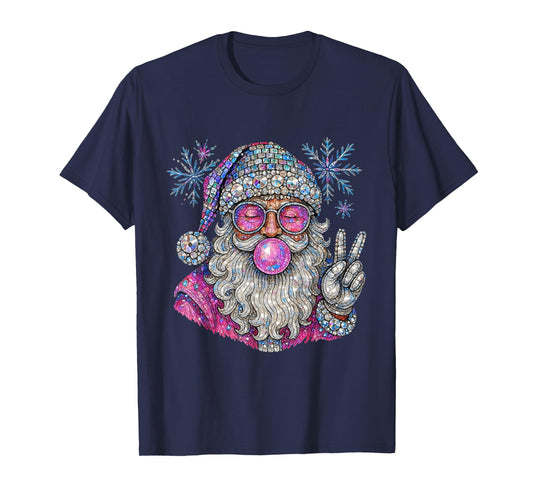 Groovy Glam Santa Bubblegum Christmas T-Shirt