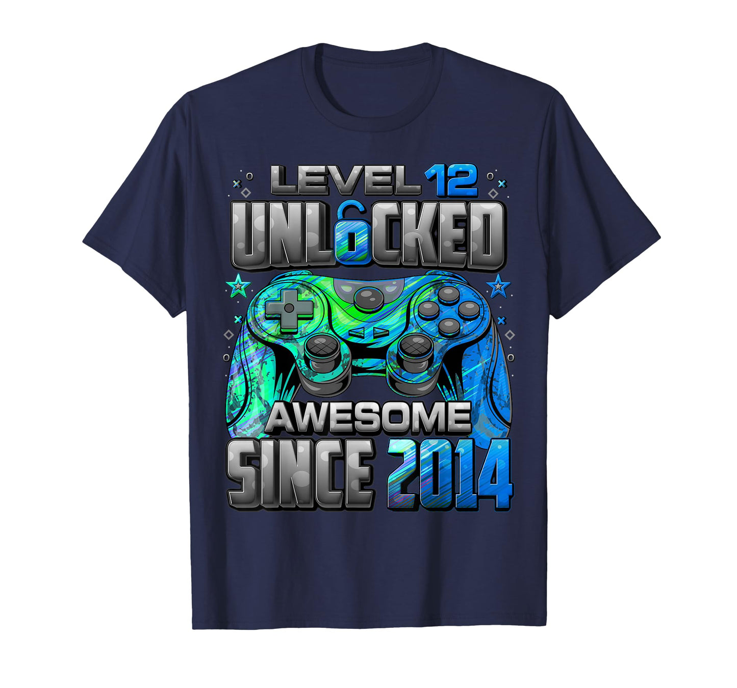 Level 12 Unlocked Awesome Since 2014 12th Birthday Gaming T-Shirt