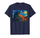 Starry Night Catzilla Monster Cat Van Gogh Style Cat Lover T-Shirt