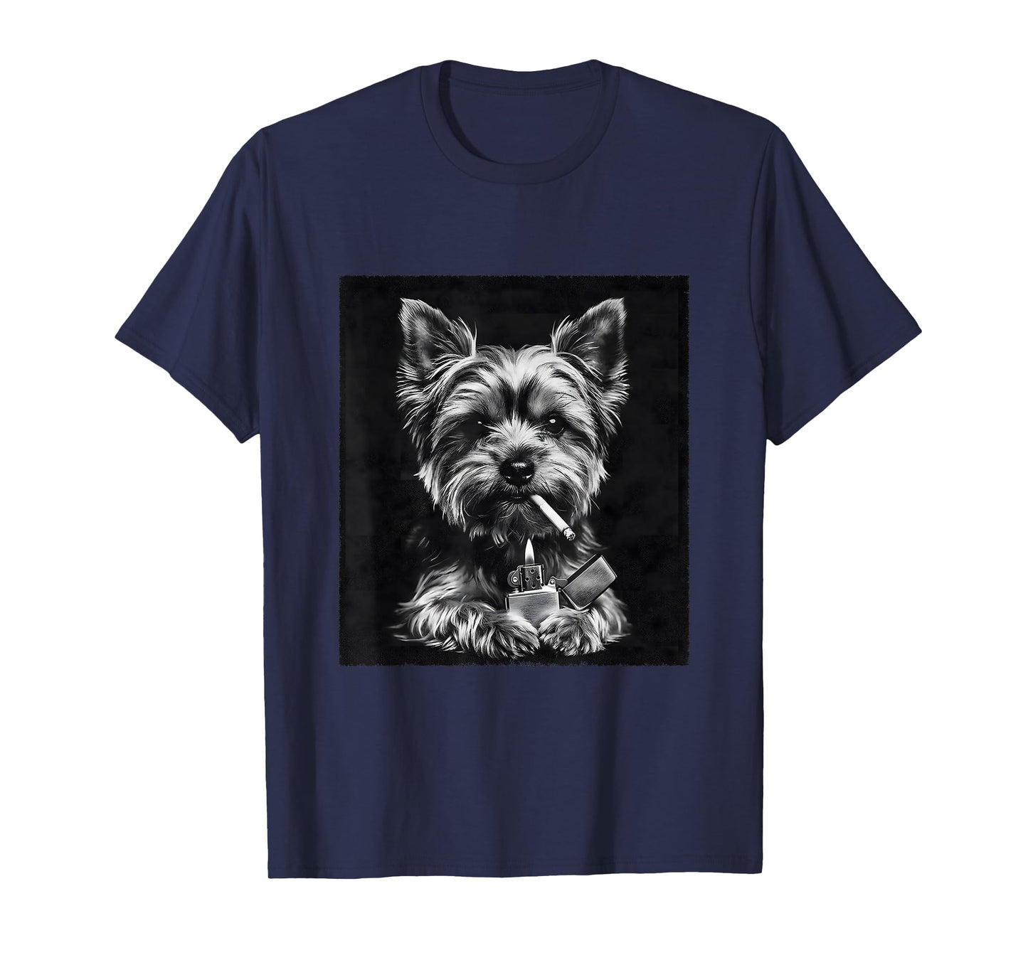 Yorkie Smoking Cigarette Funny Dog Photography Meme T-Shirt