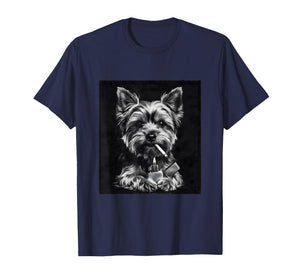 Yorkie Smoking Cigarette Funny Dog Photography Meme T-Shirt