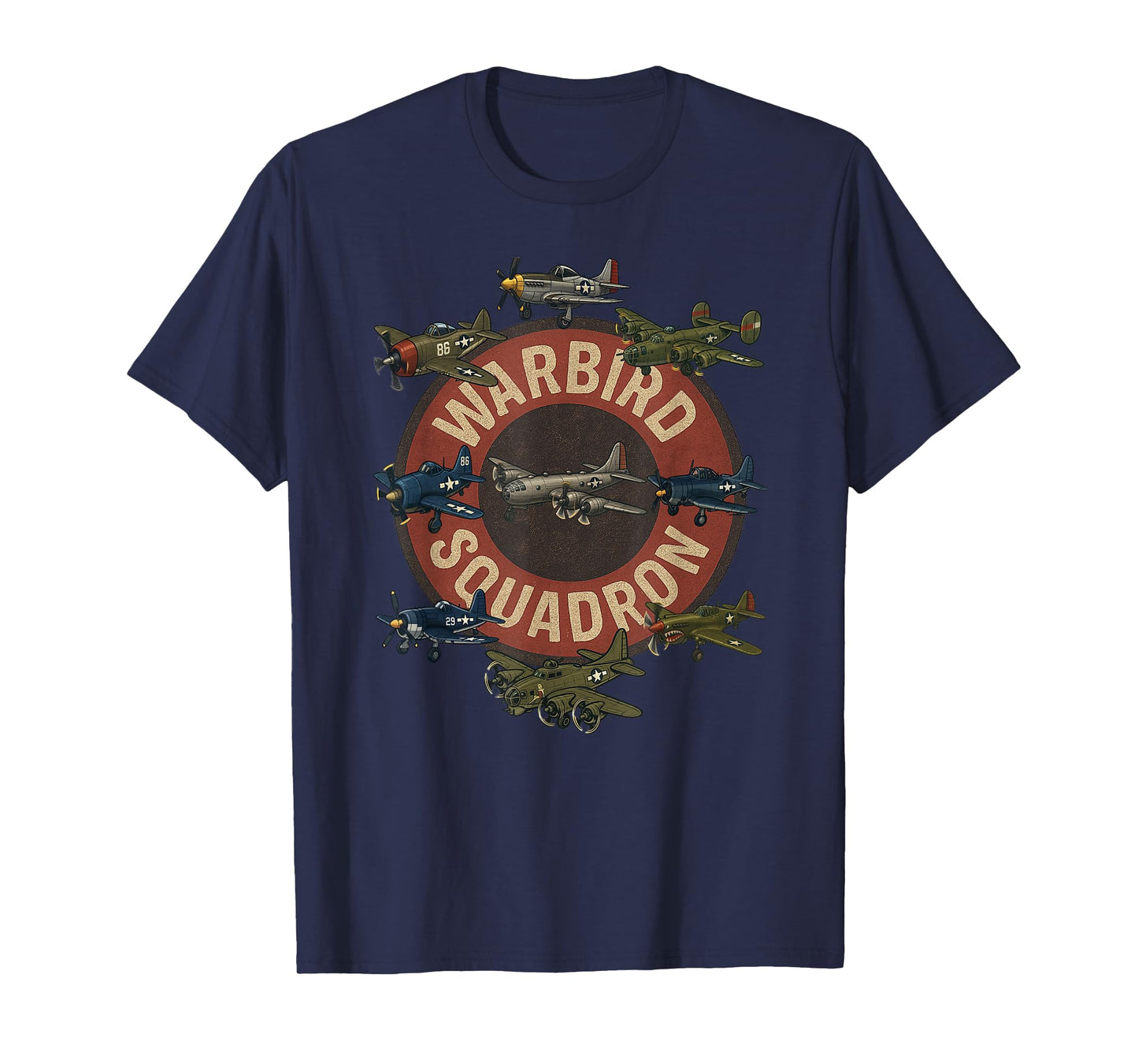 Vintage Warbird Collection Stylized Fictional Aircraft Art T-Shirt